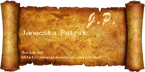 Janecska Patrik névjegykártya